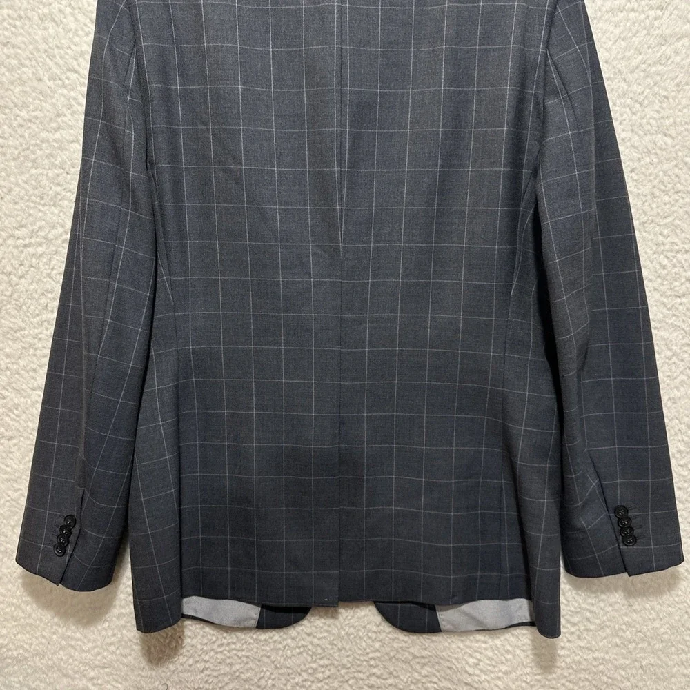 Banana Republic Men's Blazer Jacket Size 42 Gray Tailored Slim Fit‎ Windowpane